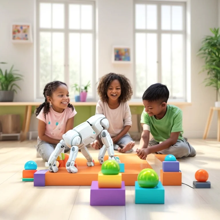 Enfants jouant avec un robot éducatif funbrainai